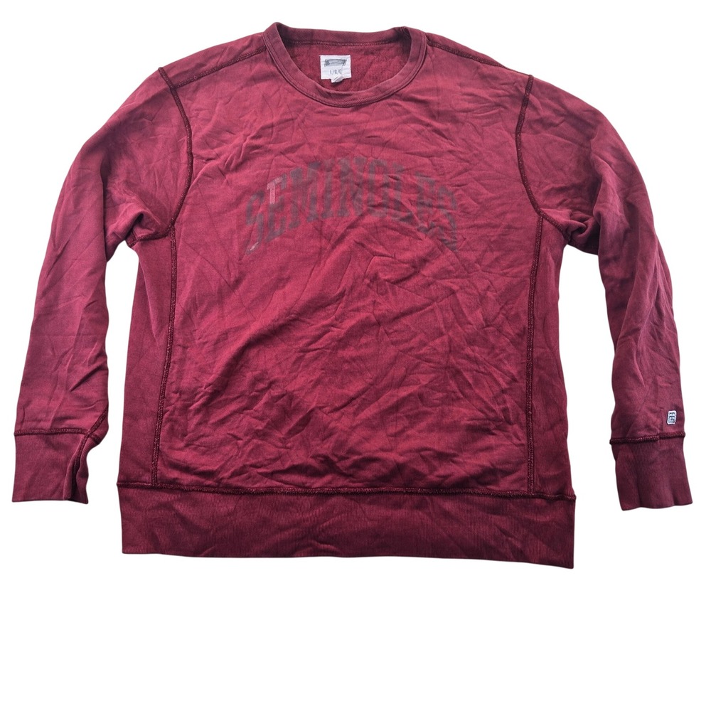Tailgate Sweatshirt M L Maroon Florida State Seminoles Crewneck Distressed Logo